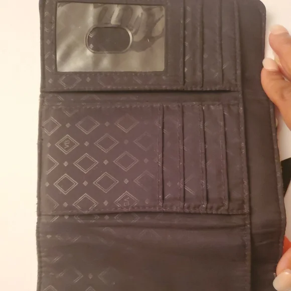 Vera Bradley Trifold Wallet Black Floral Pattern - Picture 3 of 5